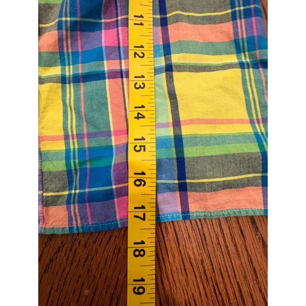 Ralph Lauren Girls Yellow Plaid Button Down Blouse Top Size 6 Cotton Multi-Color